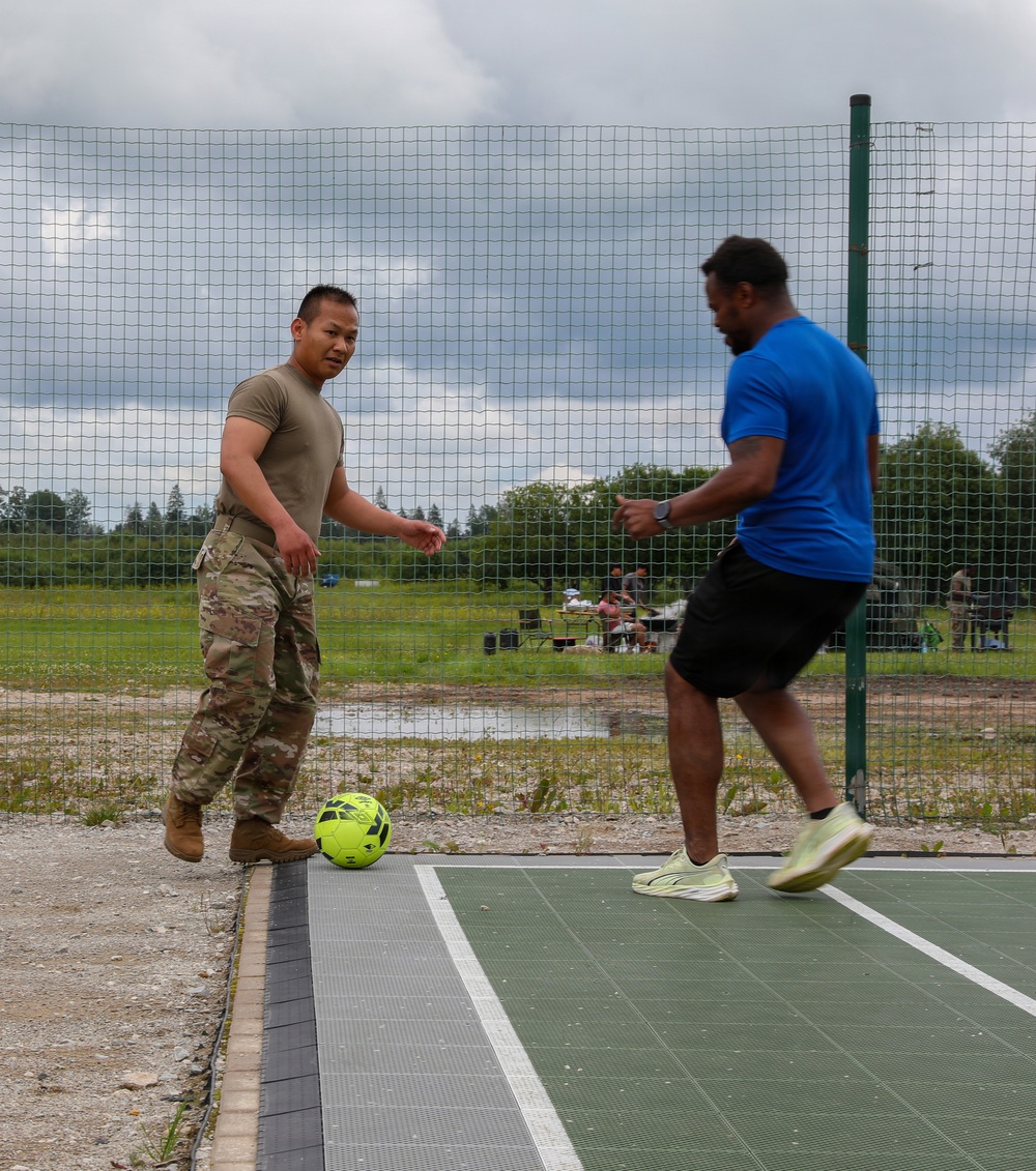U.S. and U.K. soldiers participate in Armed Forces Entertainment All-Star Soccer Tour