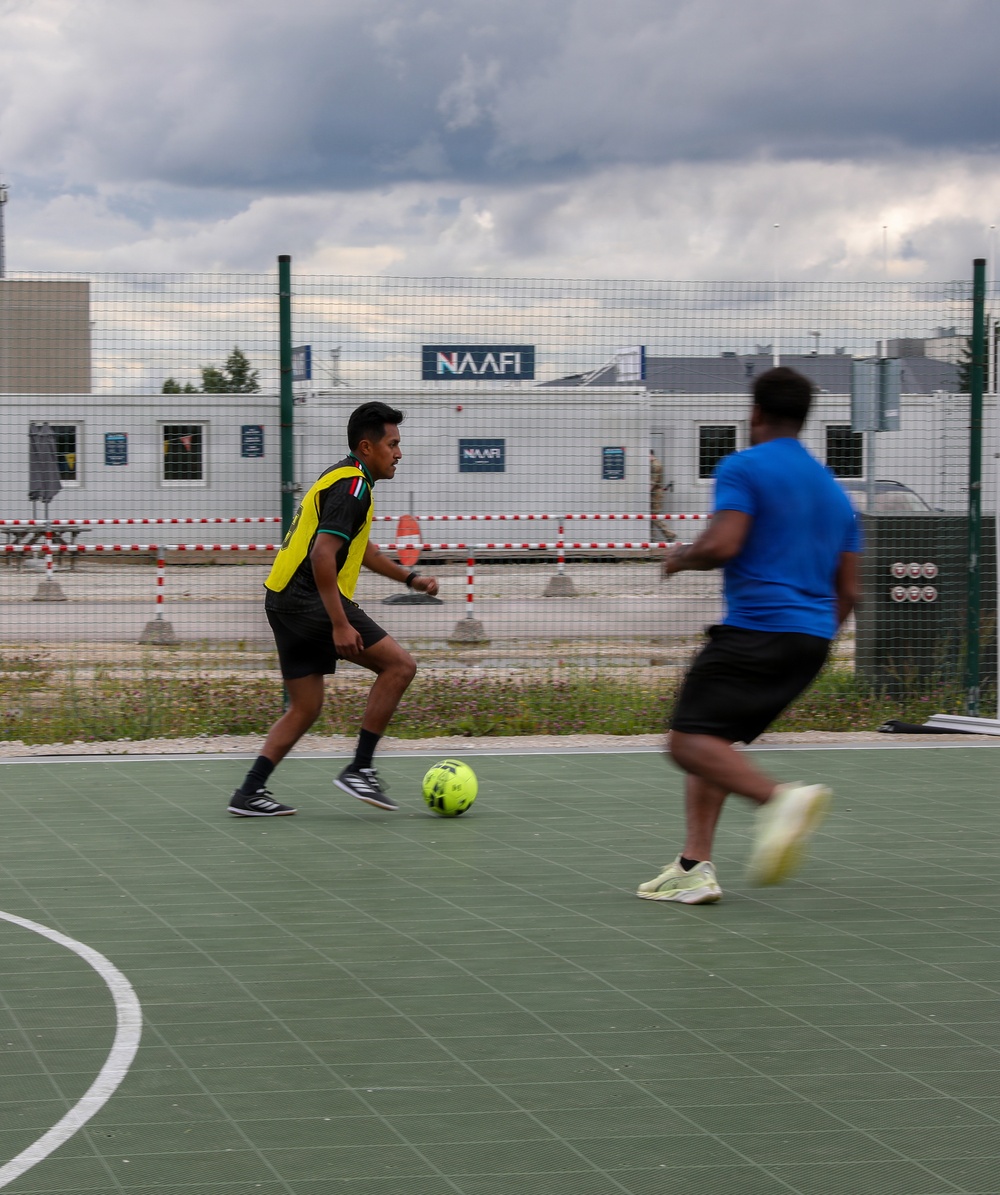 U.S. and U.K. soldiers participate in Armed Forces Entertainment All-Star Soccer Tour