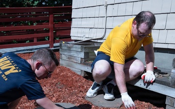 USS Arlington Sailors Lay Mulch for Sail250 Boston COMREL