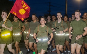 III Marine Expeditionary Force Information Group Marines participate in motivational run