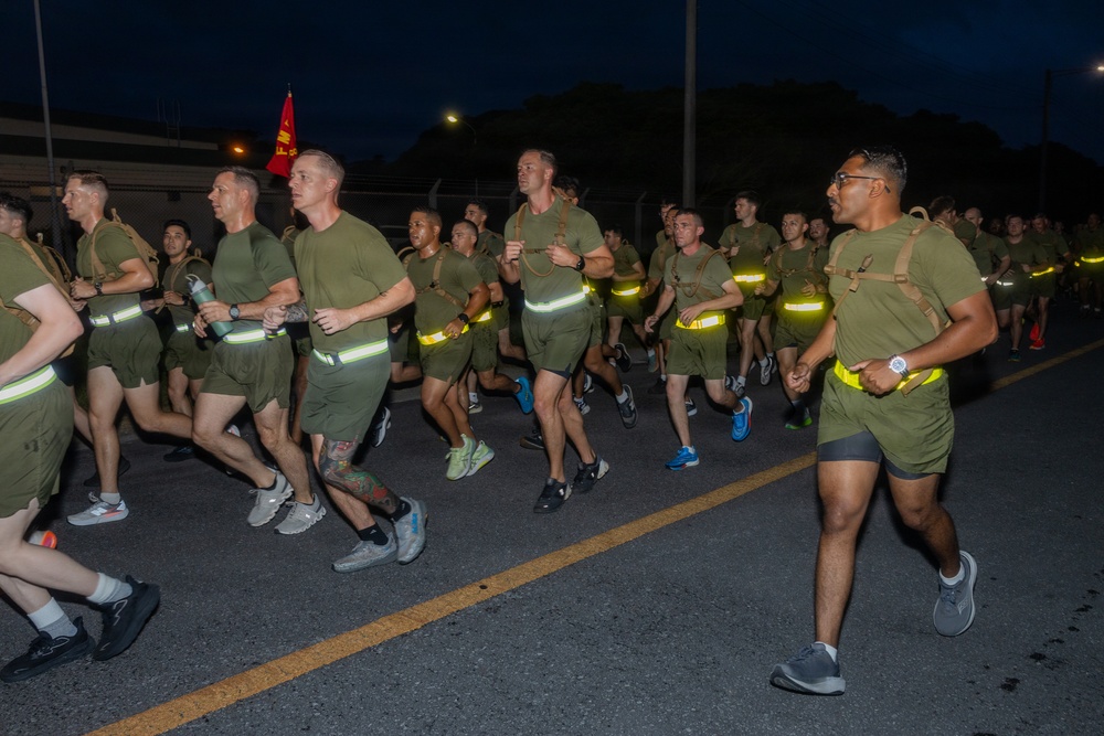 III Marine Expeditionary Force Information Group Marines participate in motivational run