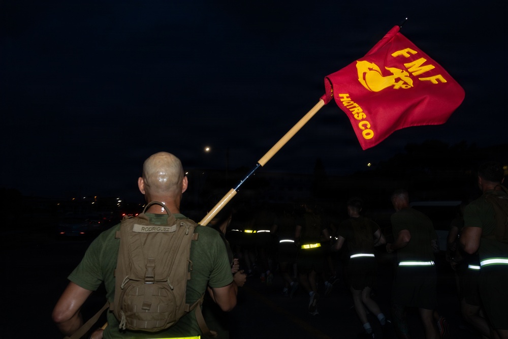 III Marine Expeditionary Force Information Group Marines participate in motivational run