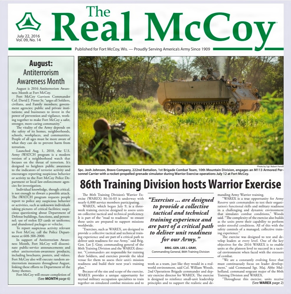 This Month in Fort McCoy History -- July