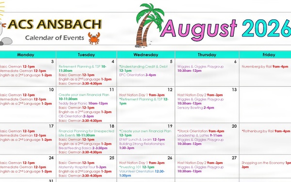 USAG Ansbach ACS August 2026 Calendar