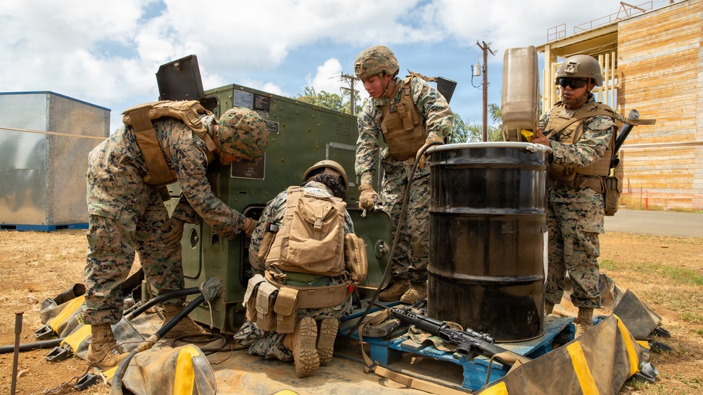 U.S. Marines conduct base recovery training