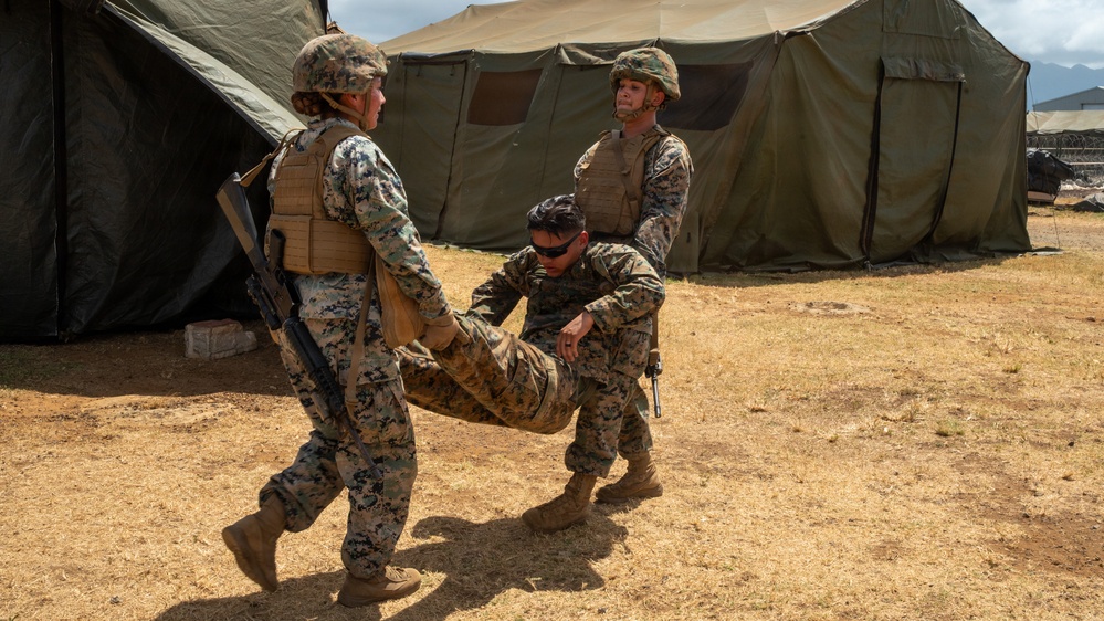 U.S. Marines conduct base recovery training
