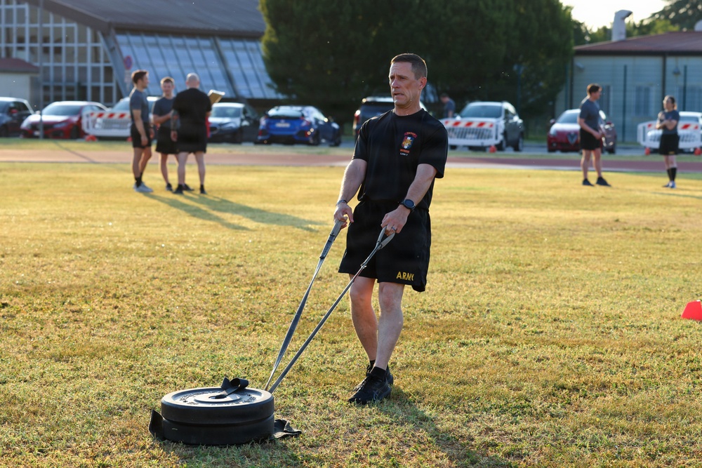 USAFRICOM command senior enlisted leader joins Soldiers for physical readiness training