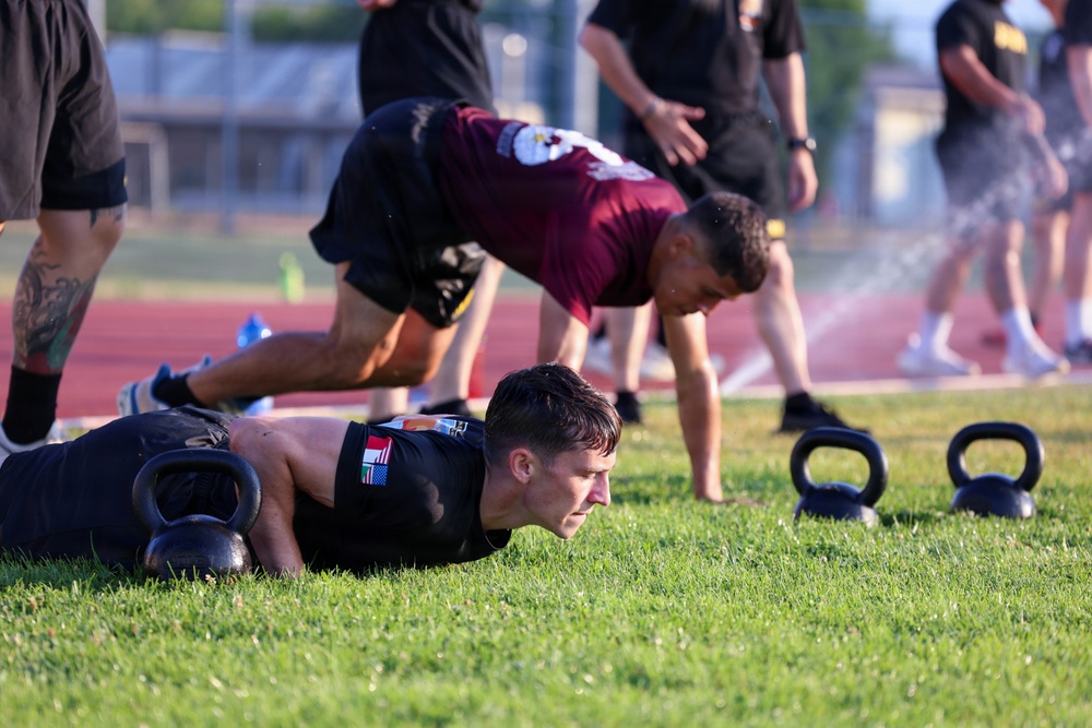 USAFRICOM command senior enlisted leader joins Soldiers for physical readiness training