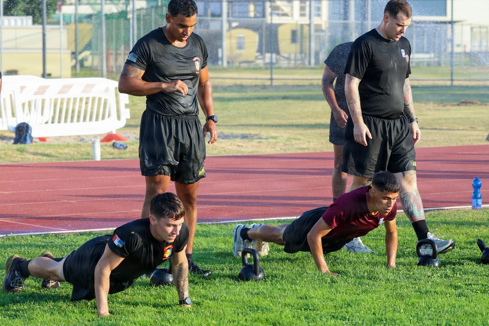 USAFRICOM command senior enlisted leader joins Soldiers for physical readiness training