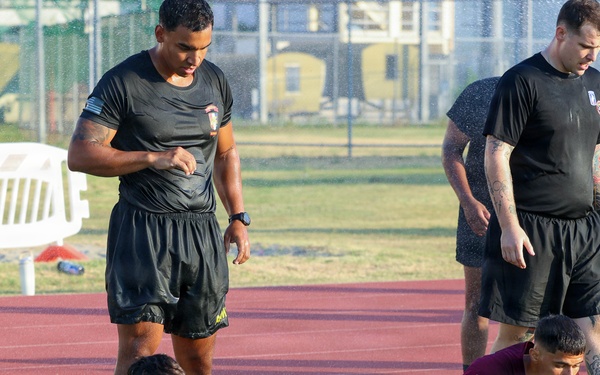 USAFRICOM command senior enlisted leader joins Soldiers for physical readiness training