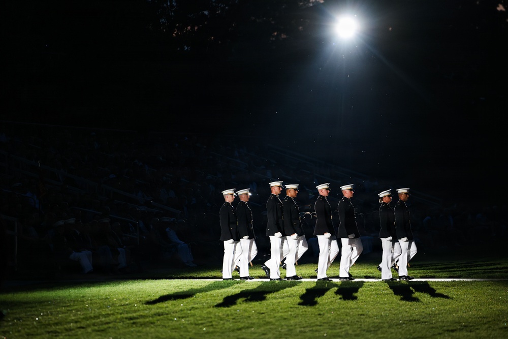 Lt. Gen. James H. Adams III hosts director of CIA at Marine Barracks Washington Evening Parade