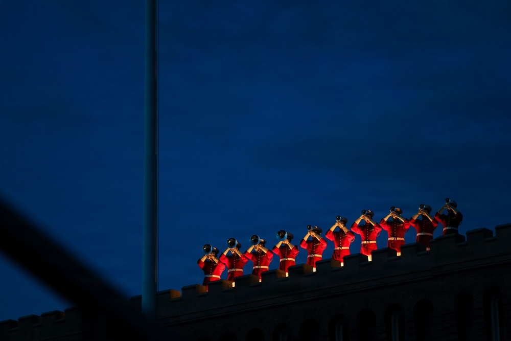 Lt. Gen. James H. Adams III hosts director of CIA at Marine Barracks Washington Evening Parade