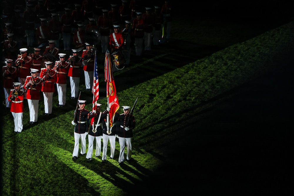 Lt. Gen. James H. Adams III hosts director of CIA at Marine Barracks Washington Evening Parade