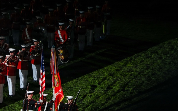 Lt. Gen. James H. Adams III hosts director of CIA at Marine Barracks Washington Evening Parade