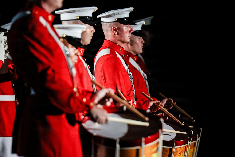 Lt. Gen. James H. Adams III hosts director of CIA at Marine Barracks Washington Evening Parade
