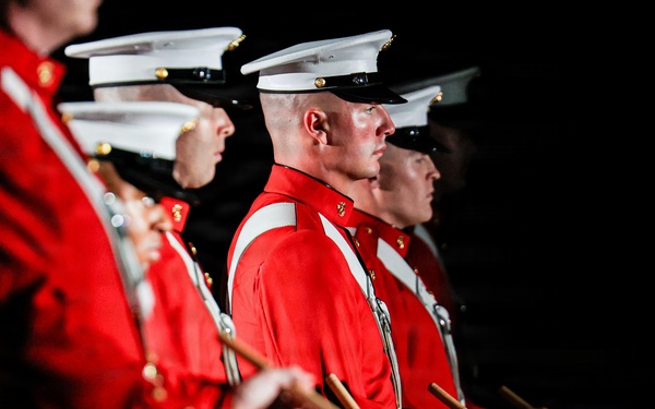 Lt. Gen. James H. Adams III hosts director of CIA at Marine Barracks Washington Evening Parade