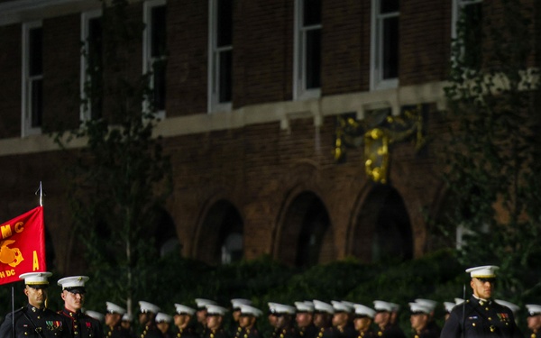 Lt. Gen. James H. Adams III hosts director of CIA at Marine Barracks Washington Evening Parade