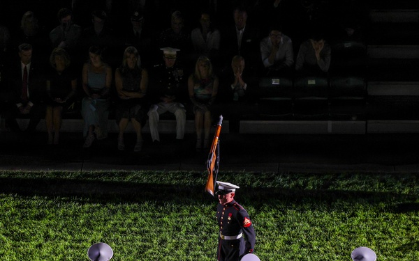 Lt. Gen. James H. Adams III hosts director of CIA at Marine Barracks Washington Evening Parade