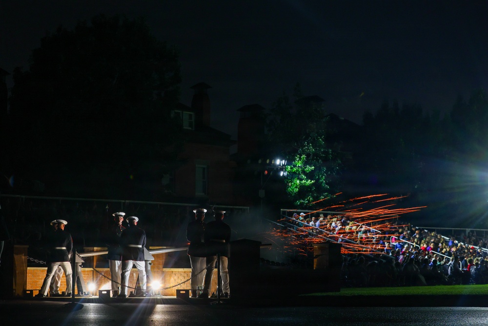 Lt. Gen. James H. Adams III hosts director of CIA at Marine Barracks Washington Evening Parade