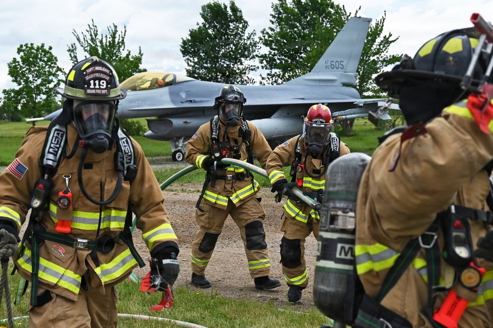 119th Wing Firefighters Return from a Simulated F-16 Fire