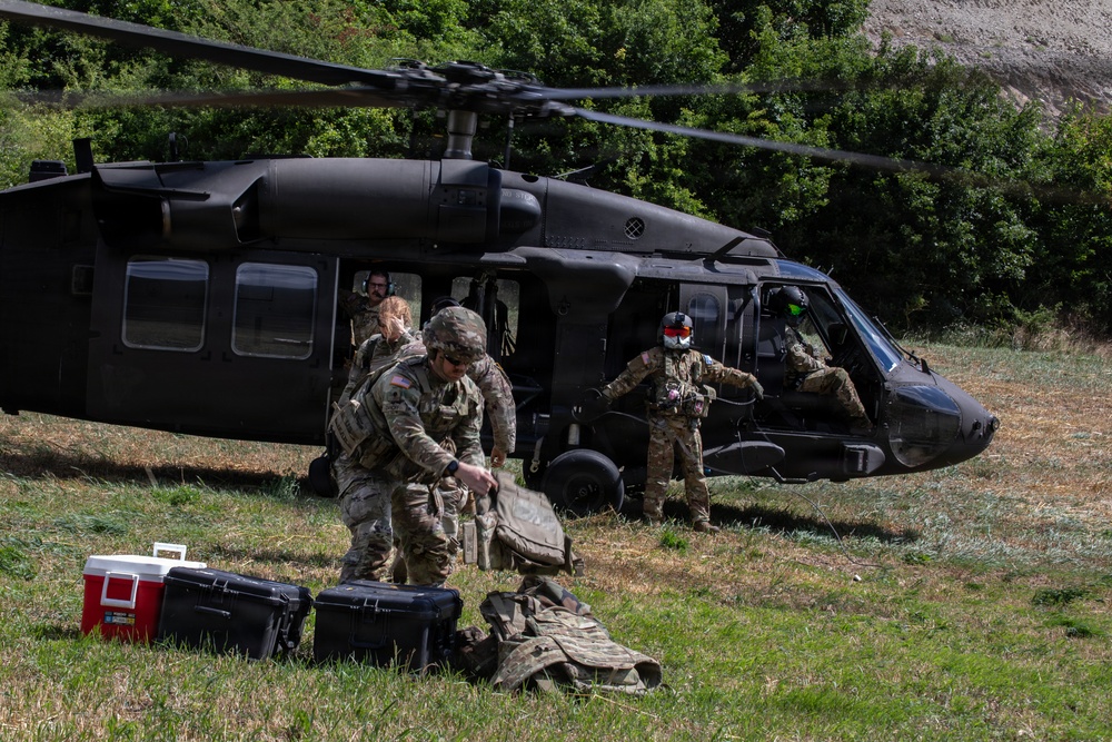 Skyfall Simulation: KFOR partners rehearse downed aircraft response