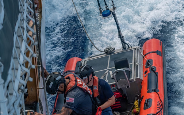 USCGC Harriet Lane crewmembers conduct training during Operation Blue Pacific patrol