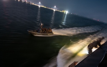 U.S. Coast Guard and Navy crews conduct helicopter training aboard Spirit of Norfolk