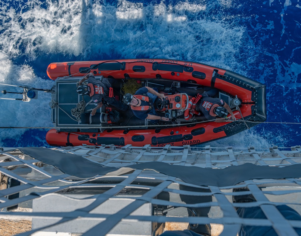 USCGC Harriet Lane crewmembers conduct training during Operation Blue Pacific patrol