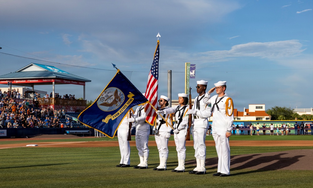 NAS Pensacola participates in Pensacola Blue Wahoos Salute to Service baseball game