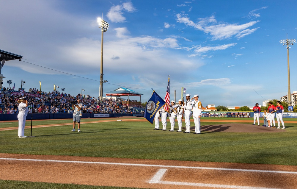 NAS Pensacola participates in Pensacola Blue Wahoos Salute to Service baseball game