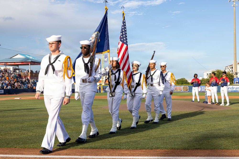 NAS Pensacola participates in Pensacola Blue Wahoos Salute to Service baseball game