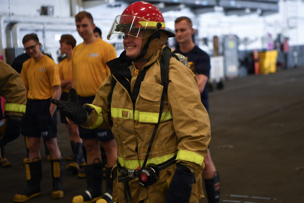 USS Carl Vinson (CVN 70) conducts a damage control training