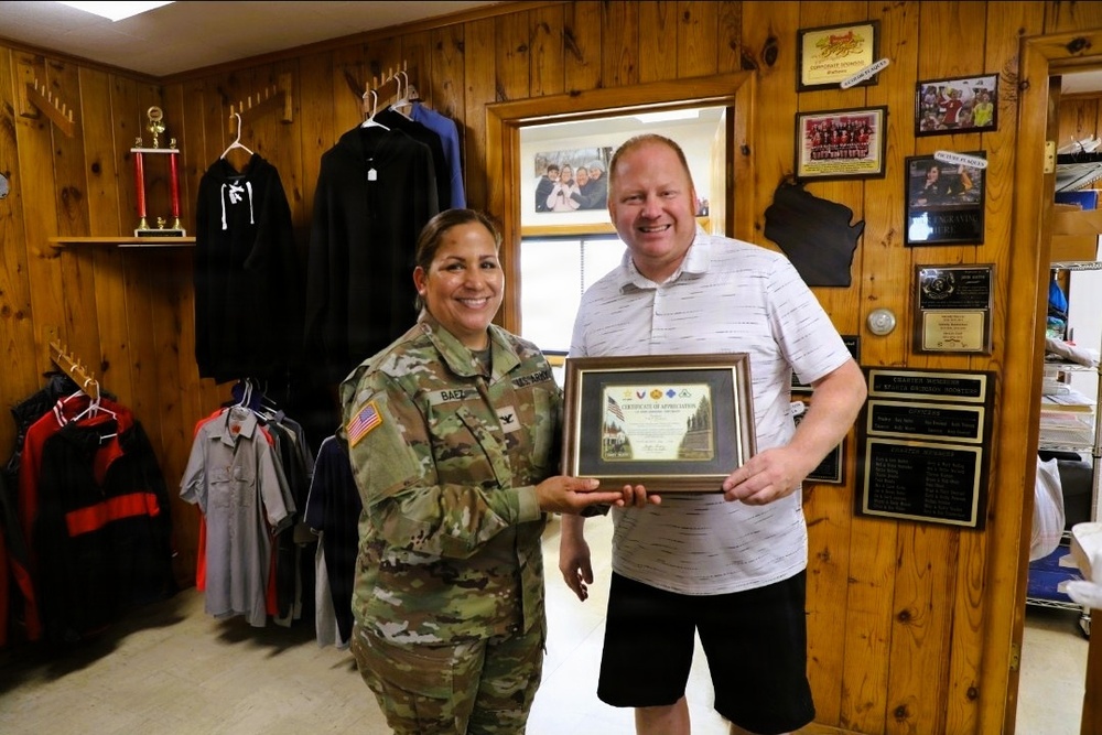 Businesses receive appreciation certificates from Fort McCoy Garrison commander for community support