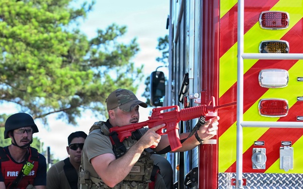 19th Combat Air Base Squadron, 19th Security Forces Squadron, and 19th Civil Engineering Squadron come together for an active-shooter exercise
