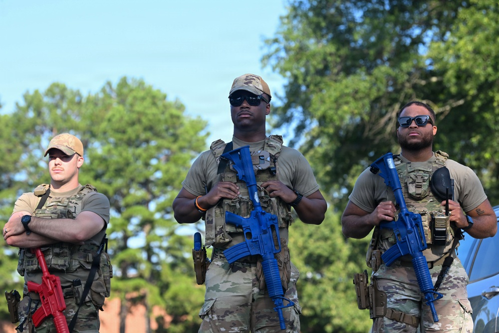 19th Combat Air Base Squadron, 19th Security Forces Squadron, and 19th Civil Engineering Squadron come together for an active-shooter exercise