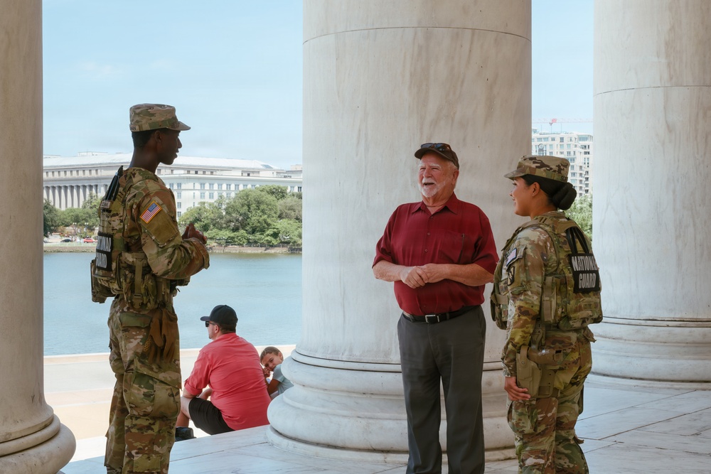 JTF- DC Mississippi Guardsmen Patrol Jefferson Memorial