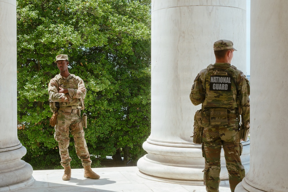 JTF- DC Mississippi Guardsmen Patrol Jefferson Memorial