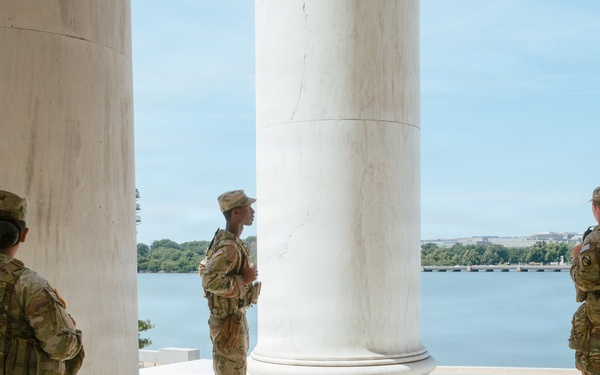 JTF- DC Mississippi Guardsmen Patrol Jefferson Memorial