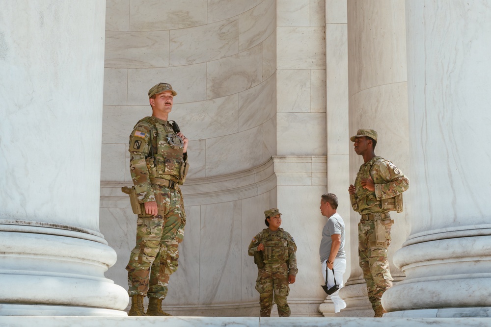 JTF- DC Mississippi Guardsmen Patrol Jefferson Memorial