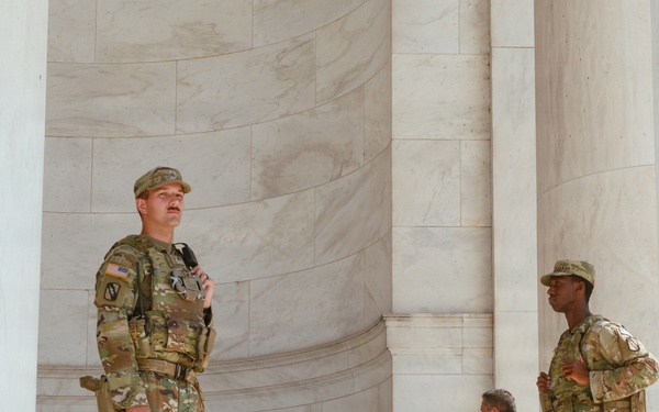 JTF- DC Mississippi Guardsmen Patrol Jefferson Memorial