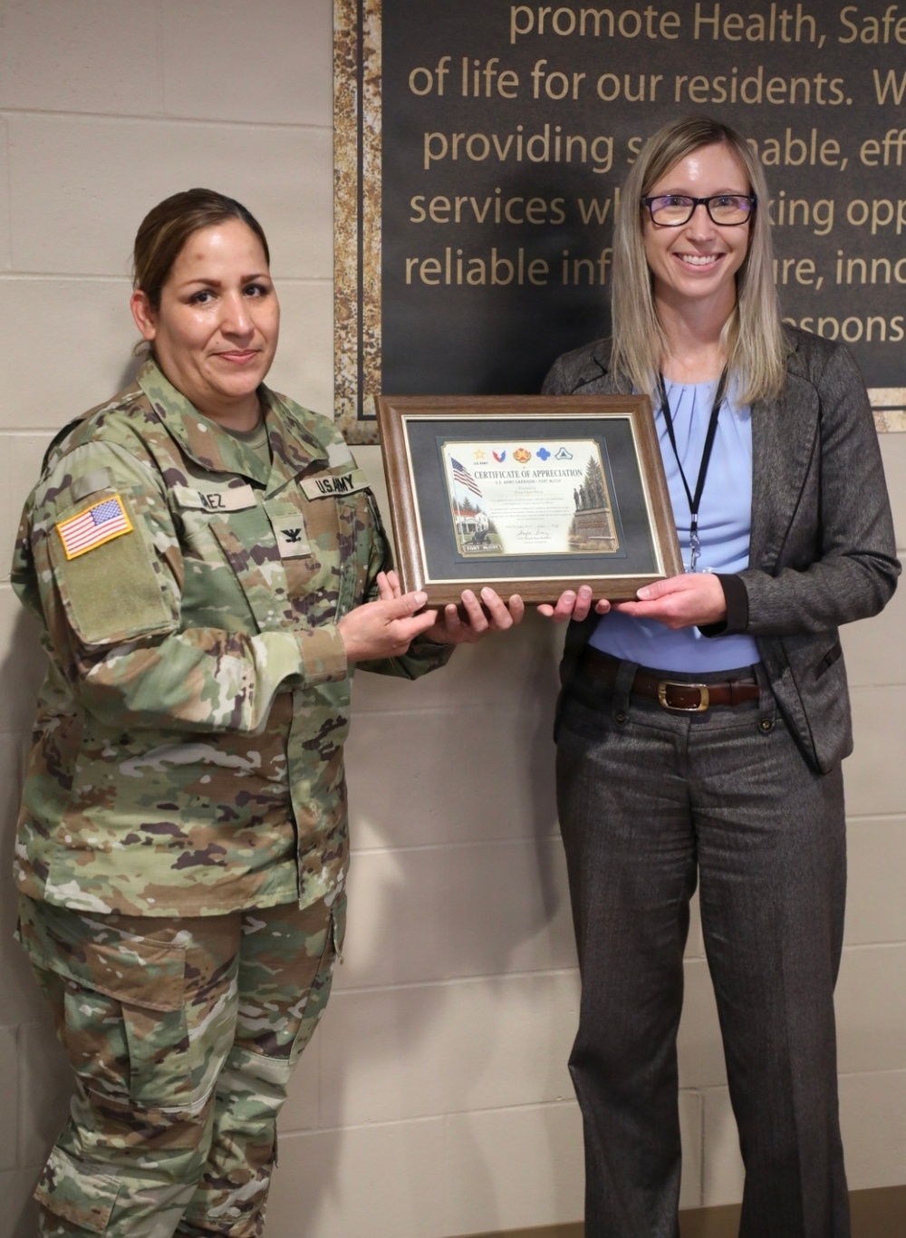 Fort McCoy Garrison commander presents Monroe County leaders with Garrison Certificates of Appreciation during Board of Supervisors meeting