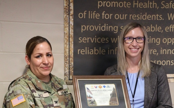 Fort McCoy Garrison commander presents Monroe County leaders with Garrison Certificates of Appreciation during Board of Supervisors meeting