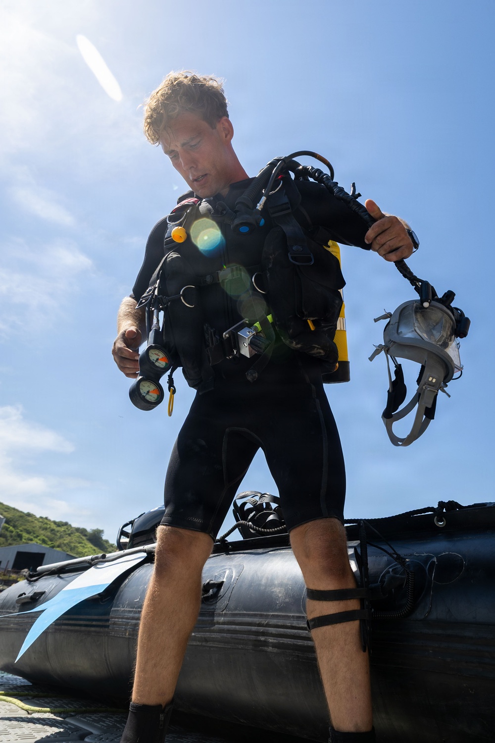 Royal Navy Clearance Diver Conducts Routine Casualty Drill at Sea Breeze 26