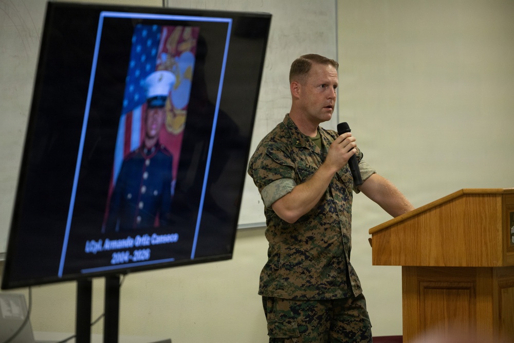 BLT 2/4 Honors Lance Cpl. Armando Ortiz Canseco with Memorial Service