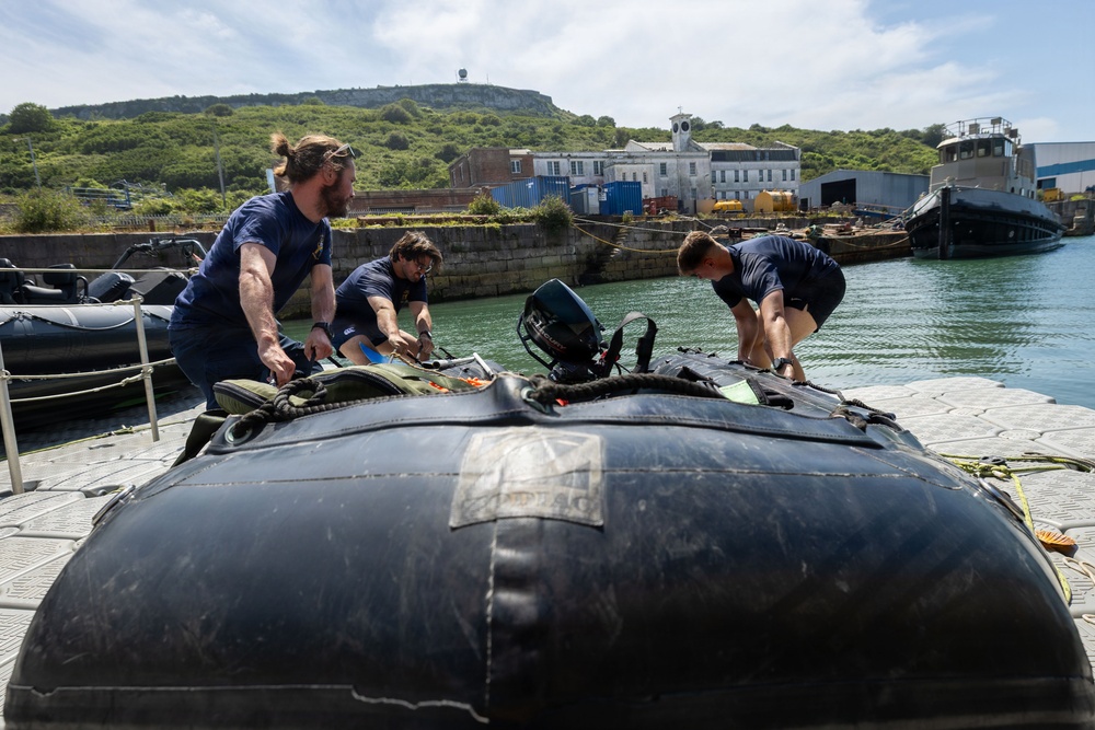 Royal Navy Clearance Diver Conducts Routine Casualty Drill at Sea Breeze 26