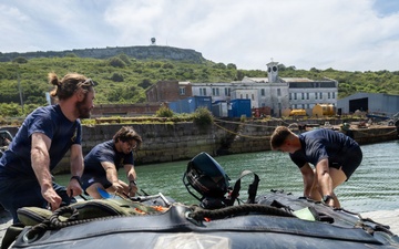 Royal Navy Clearance Diver Conducts Routine Casualty Drill at Sea Breeze 26