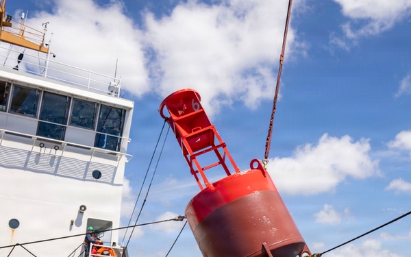 Partner nations participate in a buoy restoration project during RIMPAC 26
