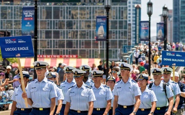 Coast Guard Cadets March in Sail Boston Street Parade