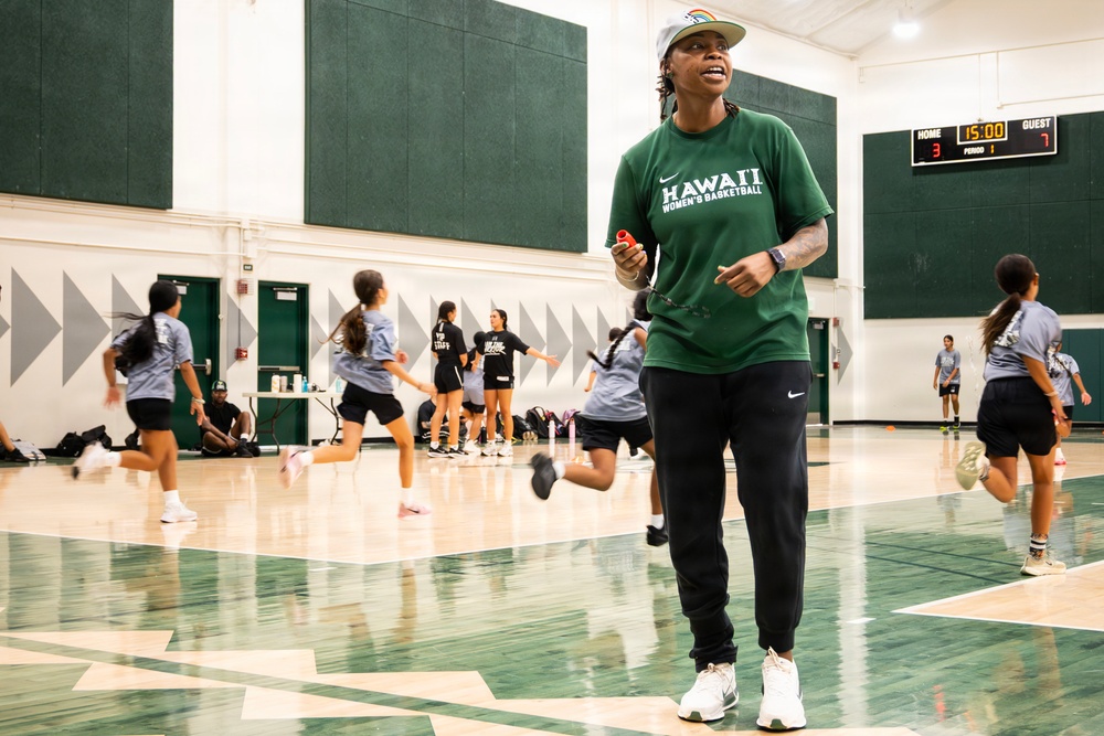 94th Army Air and Missile Defense Command  Soldiers assist University of Hawaii at Manoa’s Women’s Basketball team during Youth Impact Program