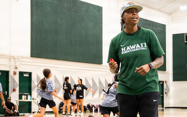 94th Army Air and Missile Defense Command  Soldiers assist University of Hawaii at Manoa’s Women’s Basketball team during Youth Impact Program